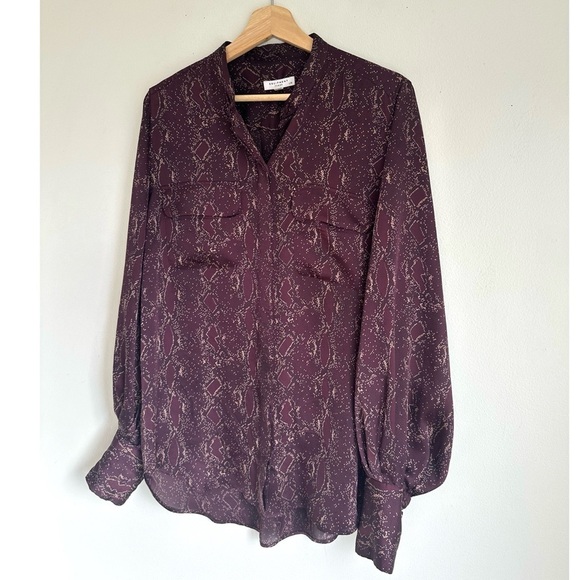 Equipment Helaine Snake-print Satin Blouse in Merlot Red - Picture 4 of 11